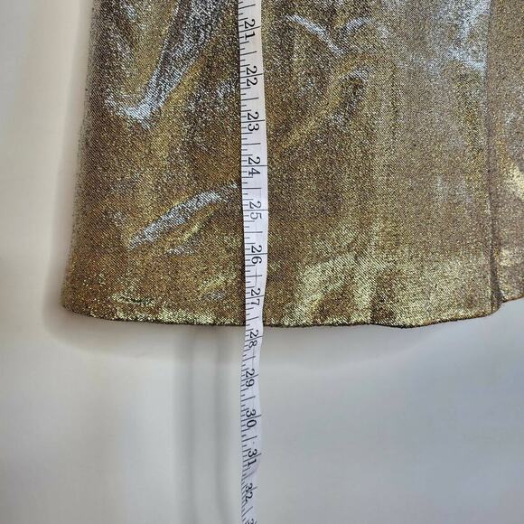 Sandro Metallic Off-the-Shoulder A-line Mini Dress - Gold - Picture 12 of 13